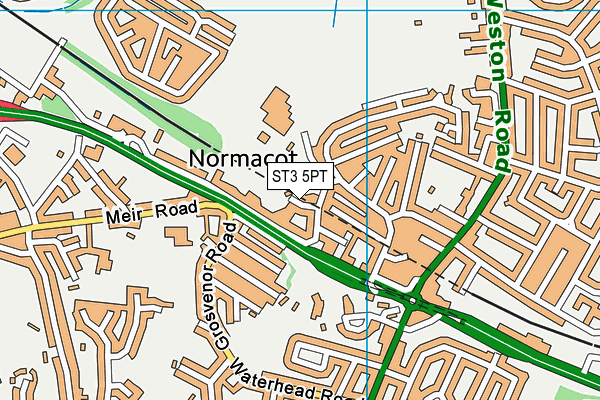 ST3 5PT map - OS VectorMap District (Ordnance Survey)