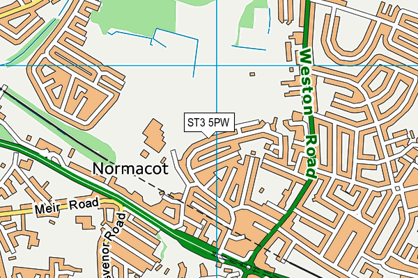 ST3 5PW map - OS VectorMap District (Ordnance Survey)