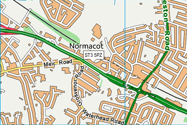 ST3 5PZ map - OS VectorMap District (Ordnance Survey)