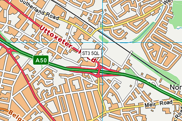 ST3 5QL map - OS VectorMap District (Ordnance Survey)