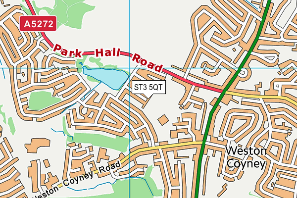 ST3 5QT map - OS VectorMap District (Ordnance Survey)