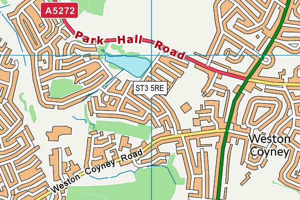 ST3 5RE map - OS VectorMap District (Ordnance Survey)