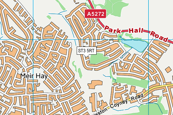 ST3 5RT map - OS VectorMap District (Ordnance Survey)