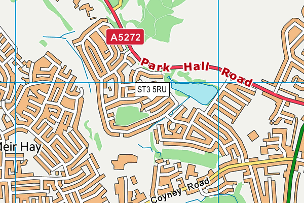 ST3 5RU map - OS VectorMap District (Ordnance Survey)