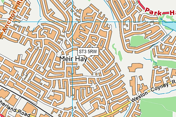 ST3 5RW map - OS VectorMap District (Ordnance Survey)