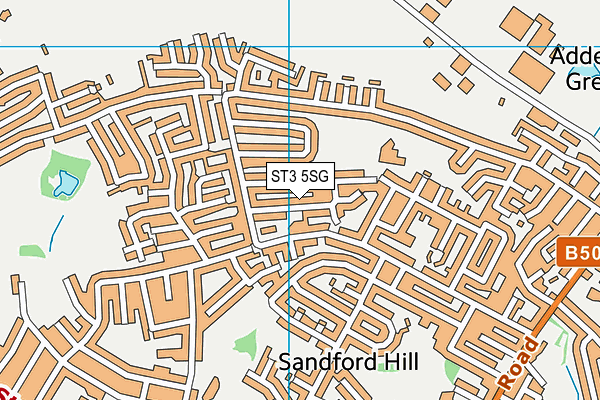 ST3 5SG map - OS VectorMap District (Ordnance Survey)