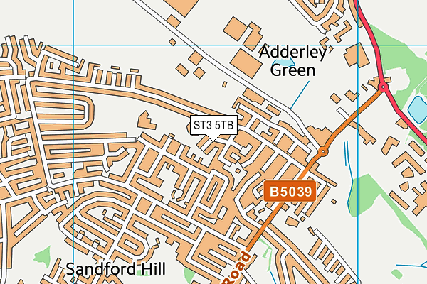 ST3 5TB map - OS VectorMap District (Ordnance Survey)