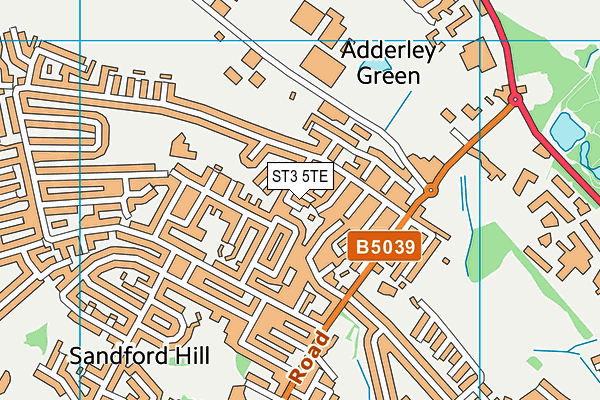 ST3 5TE map - OS VectorMap District (Ordnance Survey)