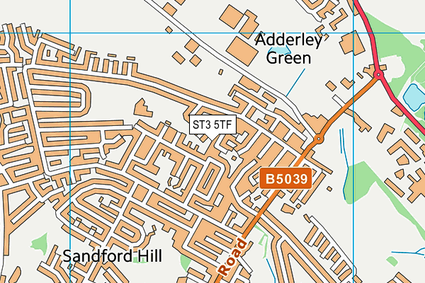 ST3 5TF map - OS VectorMap District (Ordnance Survey)