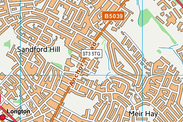 ST3 5TG map - OS VectorMap District (Ordnance Survey)