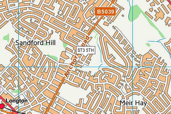 ST3 5TH map - OS VectorMap District (Ordnance Survey)