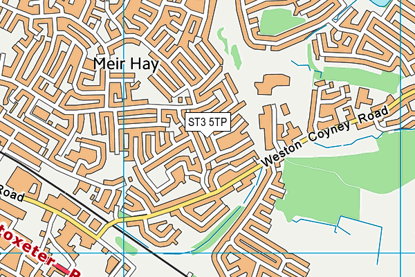 ST3 5TP map - OS VectorMap District (Ordnance Survey)