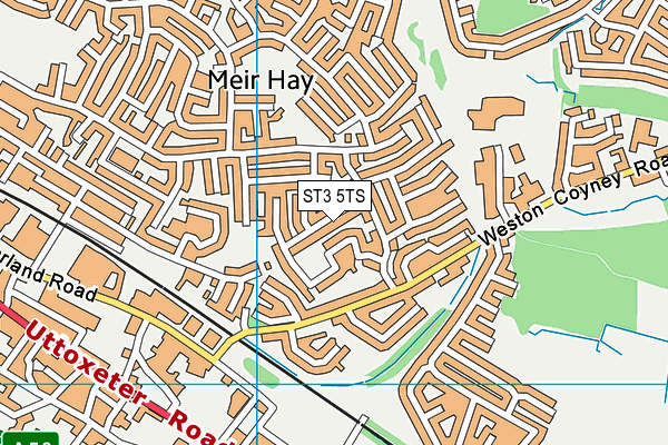 ST3 5TS map - OS VectorMap District (Ordnance Survey)