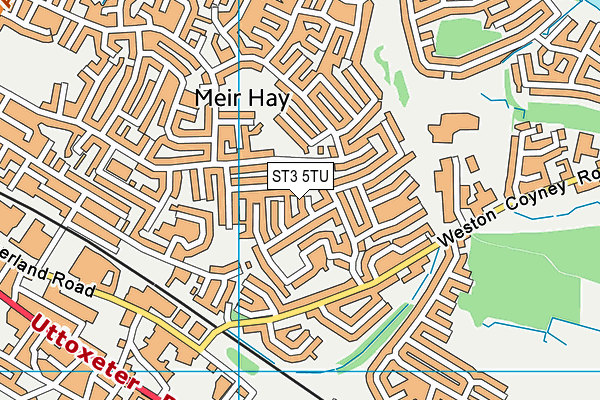 ST3 5TU map - OS VectorMap District (Ordnance Survey)