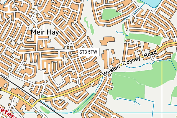 ST3 5TW map - OS VectorMap District (Ordnance Survey)