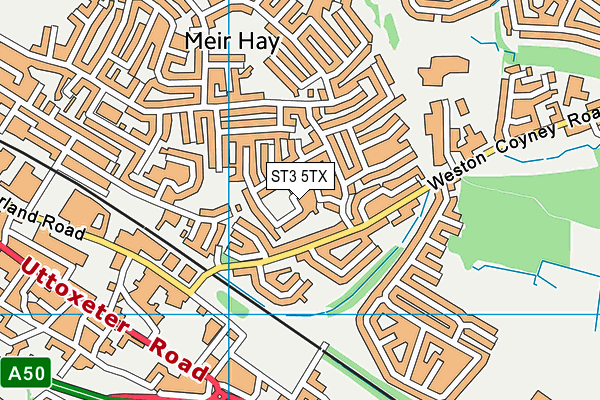 ST3 5TX map - OS VectorMap District (Ordnance Survey)