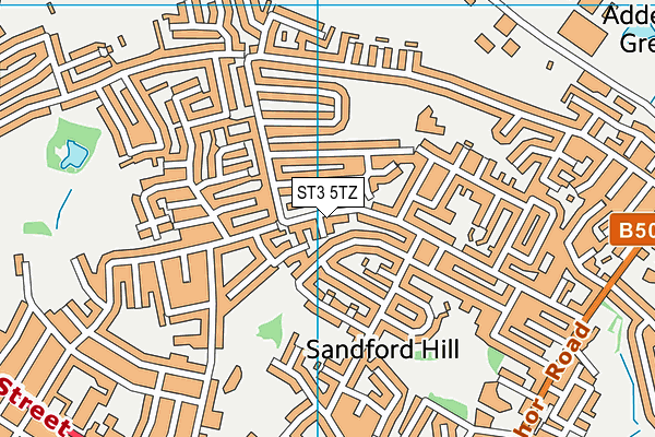 ST3 5TZ map - OS VectorMap District (Ordnance Survey)