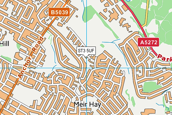 ST3 5UF map - OS VectorMap District (Ordnance Survey)