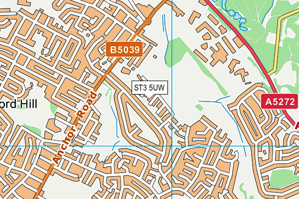 ST3 5UW map - OS VectorMap District (Ordnance Survey)