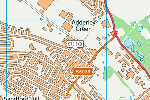 ST3 5XB map - OS VectorMap District (Ordnance Survey)