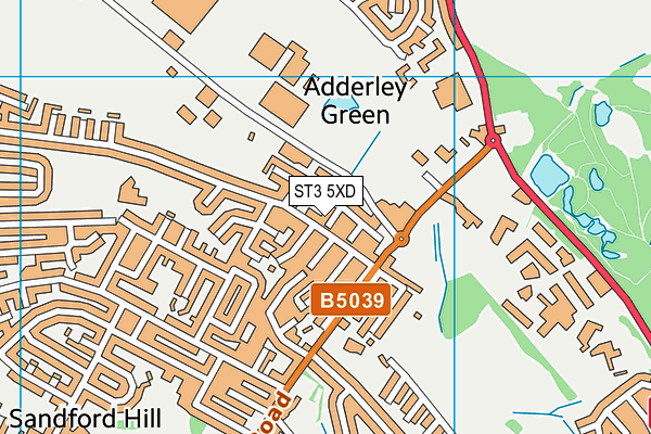 ST3 5XD map - OS VectorMap District (Ordnance Survey)