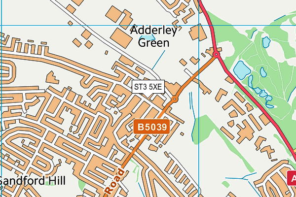 ST3 5XE map - OS VectorMap District (Ordnance Survey)