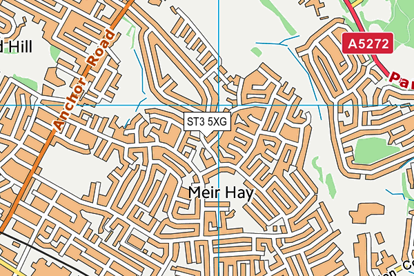 ST3 5XG map - OS VectorMap District (Ordnance Survey)
