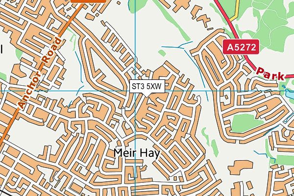 ST3 5XW map - OS VectorMap District (Ordnance Survey)