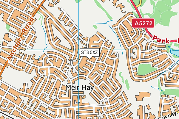 ST3 5XZ map - OS VectorMap District (Ordnance Survey)