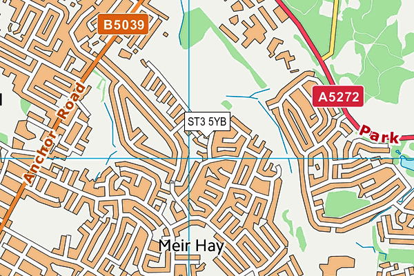 ST3 5YB map - OS VectorMap District (Ordnance Survey)