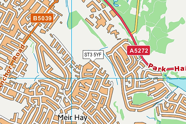 ST3 5YF map - OS VectorMap District (Ordnance Survey)