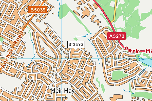 ST3 5YG map - OS VectorMap District (Ordnance Survey)