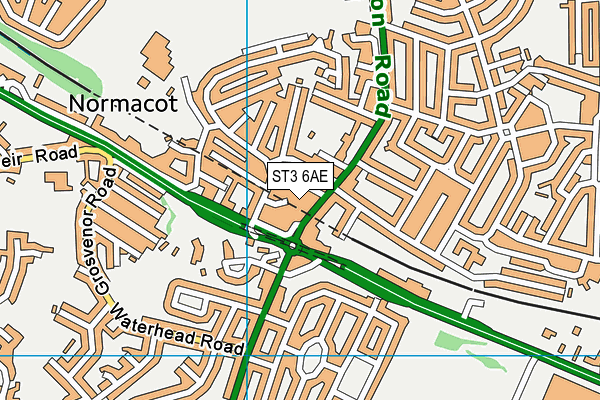 ST3 6AE map - OS VectorMap District (Ordnance Survey)