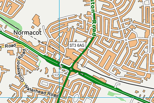 ST3 6AG map - OS VectorMap District (Ordnance Survey)