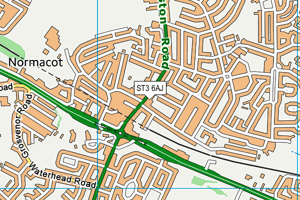 ST3 6AJ map - OS VectorMap District (Ordnance Survey)