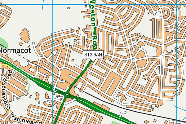 ST3 6AN map - OS VectorMap District (Ordnance Survey)