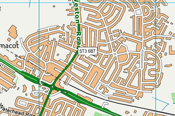 ST3 6BT map - OS VectorMap District (Ordnance Survey)