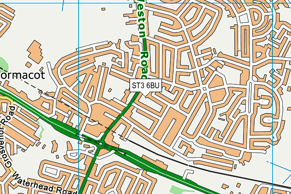 ST3 6BU map - OS VectorMap District (Ordnance Survey)