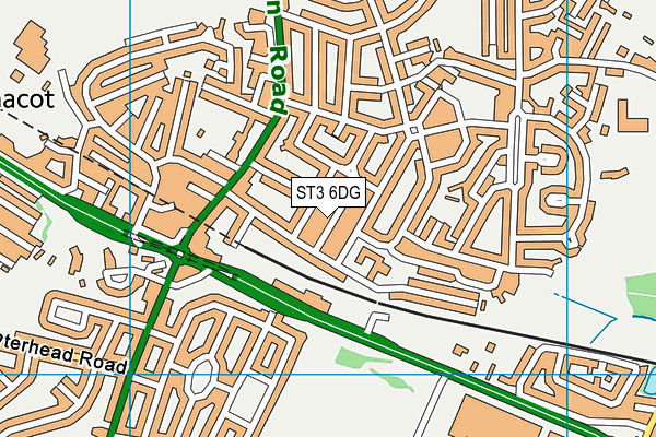 ST3 6DG map - OS VectorMap District (Ordnance Survey)