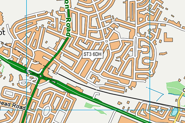 ST3 6DH map - OS VectorMap District (Ordnance Survey)