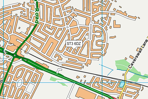 ST3 6DZ map - OS VectorMap District (Ordnance Survey)