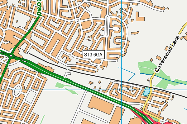 ST3 6GA map - OS VectorMap District (Ordnance Survey)