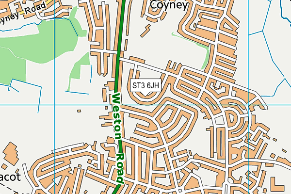 ST3 6JH map - OS VectorMap District (Ordnance Survey)