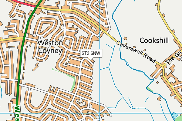 ST3 6NW map - OS VectorMap District (Ordnance Survey)