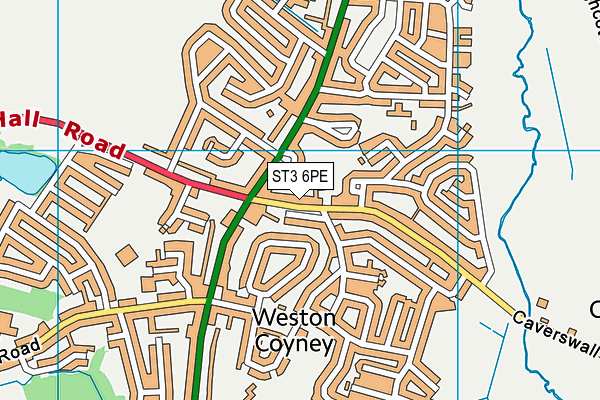 ST3 6PE map - OS VectorMap District (Ordnance Survey)