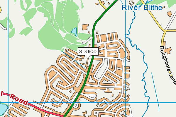 ST3 6QD map - OS VectorMap District (Ordnance Survey)