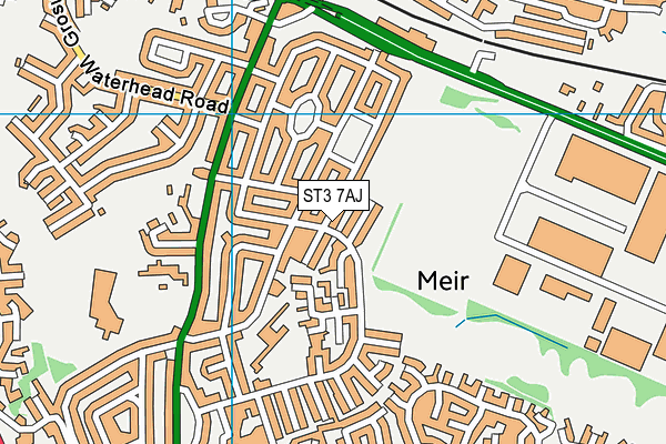 ST3 7AJ map - OS VectorMap District (Ordnance Survey)