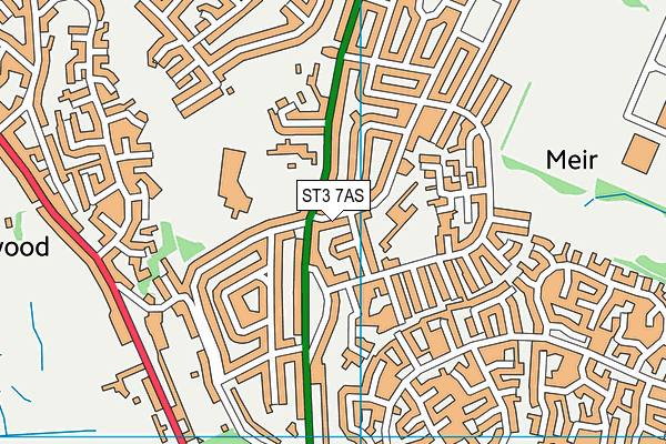 ST3 7AS map - OS VectorMap District (Ordnance Survey)