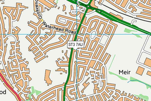 ST3 7AU map - OS VectorMap District (Ordnance Survey)