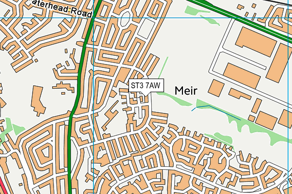 ST3 7AW map - OS VectorMap District (Ordnance Survey)